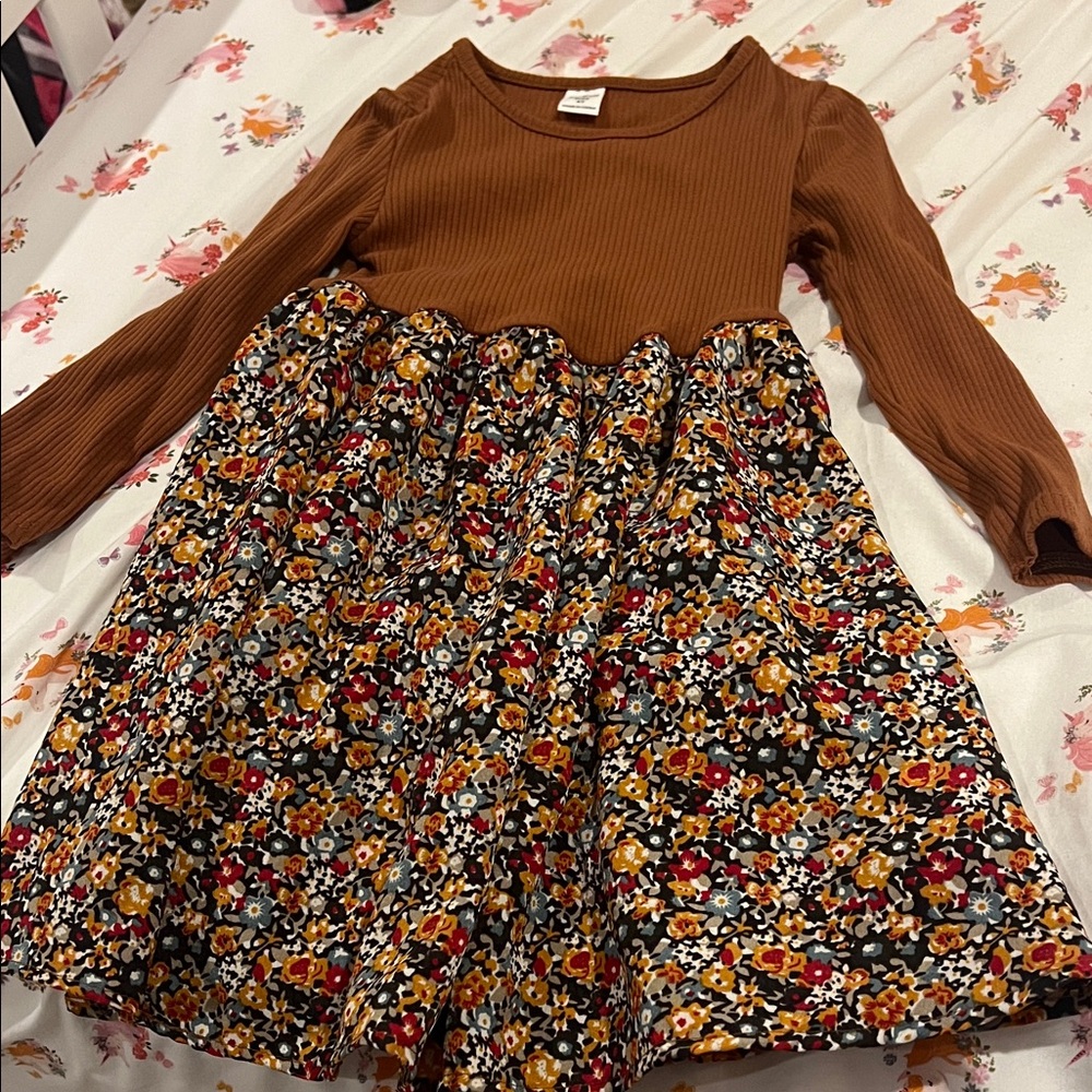 SHEIN Brown and Floral Kids Dress